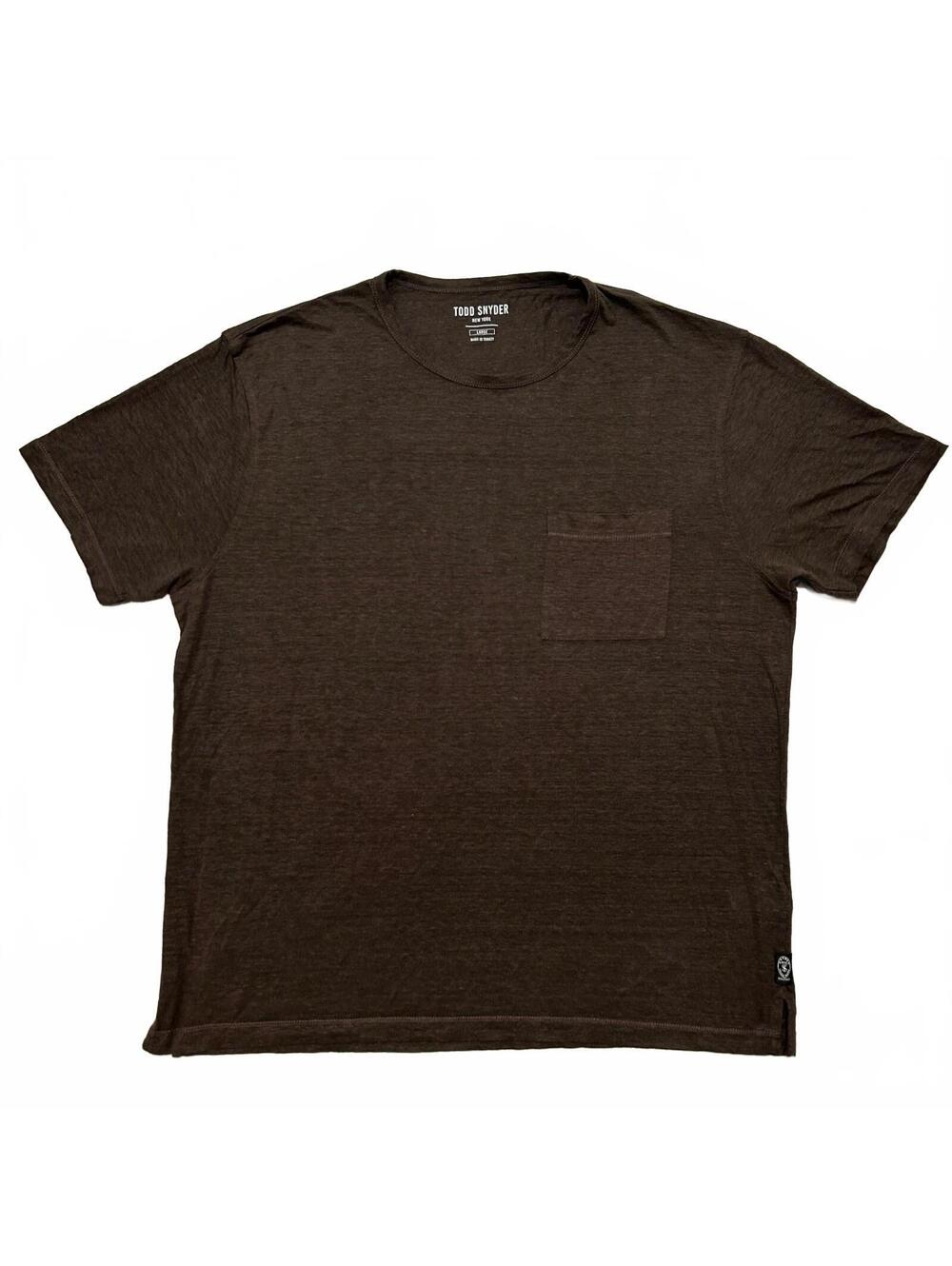 Todd Snyder Short Sleeve Linen Pocket T-Shirt Large Brown Made in Turkey Minimal